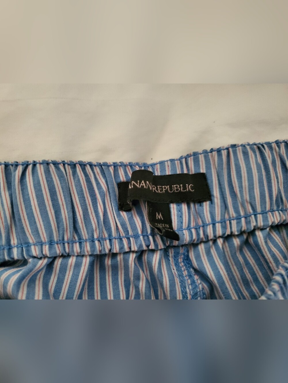 Banana Republic Blue and White Striped Elastic Waist Pants, Size M